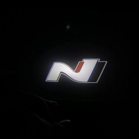 (Coque noire - Pour logo N) Projecteurs LED universels sans fil pour portières de voiture, avec logo N, compatibles avec Hyundai N LINE, Veloster, Kona, Elantra, i30, i20 et Sonata. Éclairage automobi (1/4)