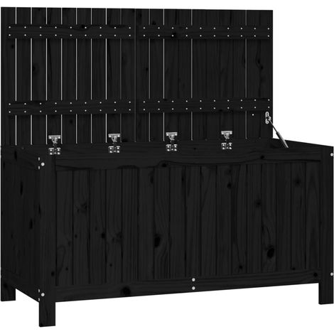 Cofre mueble de jardín almacenaje negro 121 x 55 x 64 cm madera maciza de pino 020013111