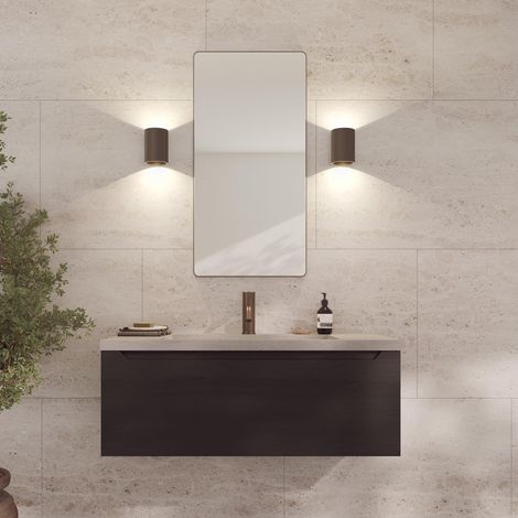 Miroir Mural Marron avec Cadre - 45 x 90 cm - Miroir décoratif pour Salle de Bain, Salon, Chambre à Coucher et Couloir - Miroir Minimaliste et élégant en Laiton brossé (1/5)
