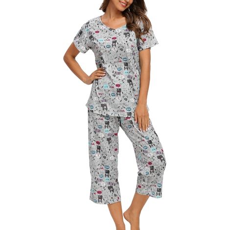Ensembles pyjama femme : haut et pantalon Capri (1/4)