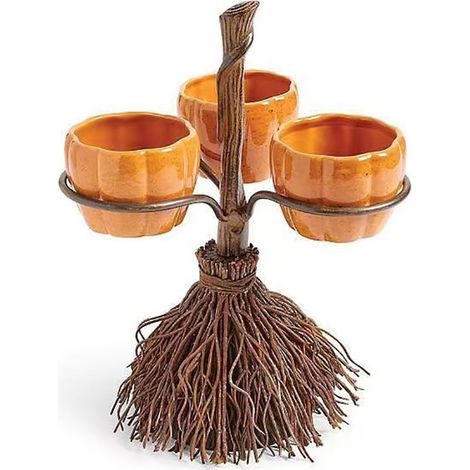 Bol citrouille Halloween sur balai, résine créative, service amuse-gueules/fête (3 tasses) (1/4)