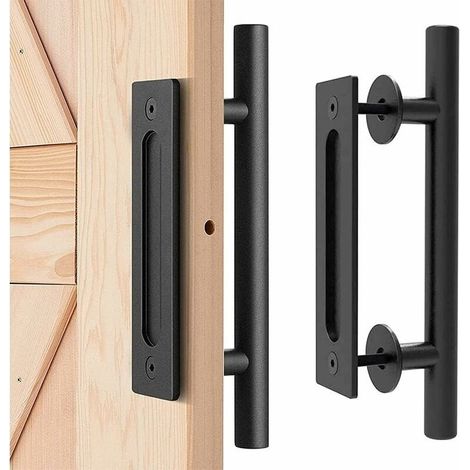 Black sliding door handle – Suitable for barn and closet doors – Easy installation with screws and L-shaped wrench – Comfortable grip (1/5)