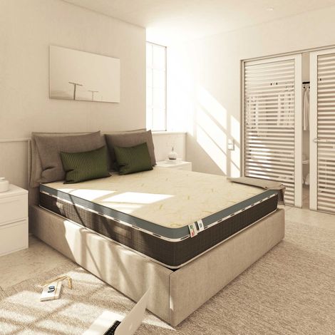 Baldiflex – Matelas hybride 160x200 cm – Hauteur 26 cm – Rigidité H2 moyenne – Mousse mémoire 5 cm – Ressorts Bonnel – Housse en bambou amovible
