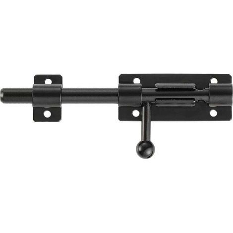 Serrure de porte de sécurité à pêne coulissant – Acier inoxydable 201 noir mat – Longueur 200 mm – Trou pour cadenas 5 mm