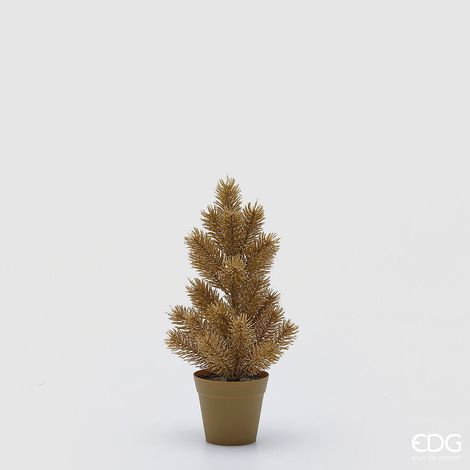 EDG Enzo De Gasperi Vaso Pino con Glitter Natale H 36 Cm D 9 Cm Gold