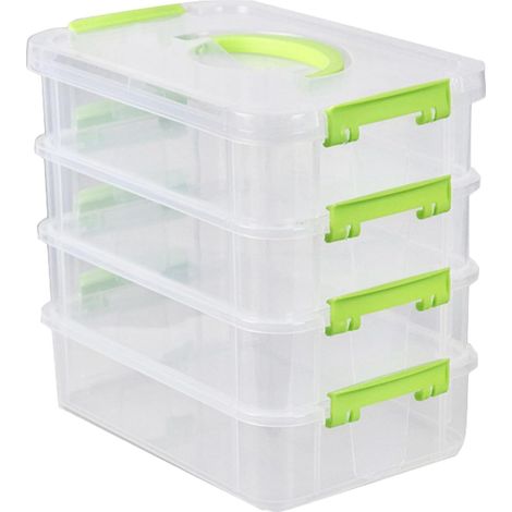 Stackable Desktop Storage Box with Multi-Layer Lid for Block Coin Organizer (1/5)