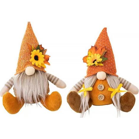 Figurine Elfe - Figurine Nain - Décoration Automnale en Peluche Douce - Pour Salon Maison Fête Thanksgiving - Lot de 2 (1/5)