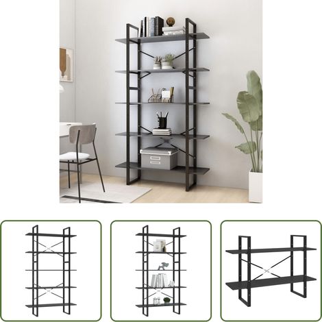 vidaXL Bücherregal Metall - Bücherregal 5 Fächer Grau 100x30x175 cm Holzwerkstoff (1/5)