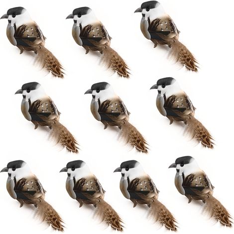 12 künstliche Vogel-Gartendekorationen mit Metallclips für Weihnachtsbaumschmuck, Kränze, Bastelarbeiten, Partys und Heimdekoration (1/5)