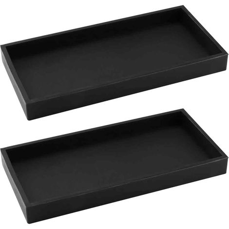 Plateau Rectangulaire - Silicone Noir - Pour Bijoux Cosmétiques Salle De Bain Cuisine - 2 Pièces (1/5)