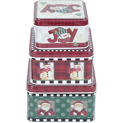 Ensemble Boîte Bonbons Noël - Design Festif Rouge - Décoration Maison Cadeau - Lot De 3 Pièces (1/5)