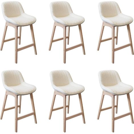 Set di sedie da bar e da isola in rovere con seduta in tessuto spugna MILK da 65 cm