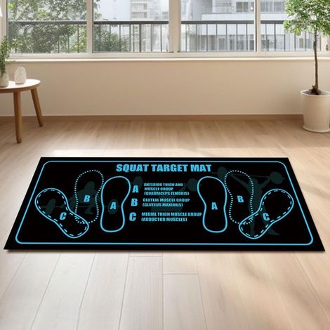 Tapis de squat 80 x 35 cm, genouillère, tapis d'exercice antidérapant pour 3 positions, tapis de soulevé de terre, tapis d'entraînement adapté aux exercices de fitness - noir et bleu - 80 x 35 cm (1/5)