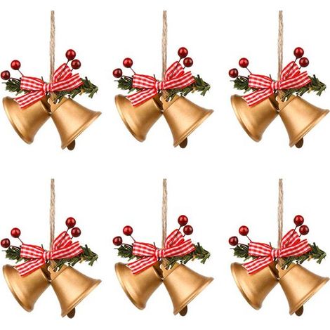 Set di 6 ornamenti natalizi in metallo a forma di palla per albero di Natale, decorazioni per albero di Natale, palline per ghirlande natalizie, articoli per feste (1/5)