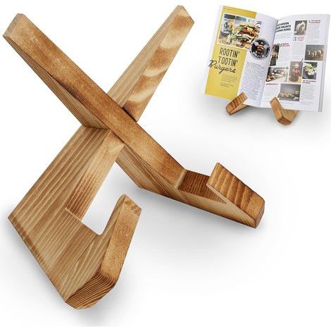 1 Pièce Support de livre de cuisine en bois, Porte-Livre de Recette pour Présentoir, Support pour livre de recettes, Porte-Livre de Cuisine en Bois Artisanal, Support de Livre de Recette pour Cu (1/5)