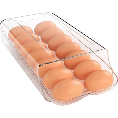 2 - Porte-œufs - Distributeur automatique - Rangement réfrigérateur empilable - Plastique transparent - Accès facile - 14 œufs (1/5)