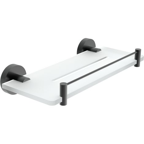 Nimco Tablette en plexi avec barrière L. 30 cm, noir mat, Unix noir mat UNC X430-X-90 (1/3)