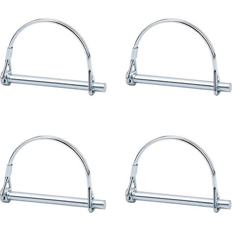 4pcs Axe de verrouillage de broche de coupleur de sécurité, 1/4 pouce de verrouillage de prise de force avec fil de retenue rond pour jardin de pelouse de remorques de ferme (1/5)
