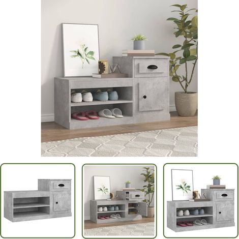 The Living Store Schuhschrank Betongrau 100x42x60 cm Holzwerkstoff - Schuhschrank - Holzwerkstoff - Betongrau - Garderobe - Aufbewahrung (1/5)