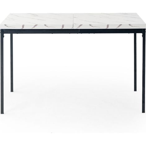 FurnitureR Esstisch Rechteckig MDF Küche mit stabilen Metallbeinen, Küchentisch für 2-4 Personen Küche Restaurant Wohnungen & Café, 120x70x75cm, Marmorweiß Furnieroptik