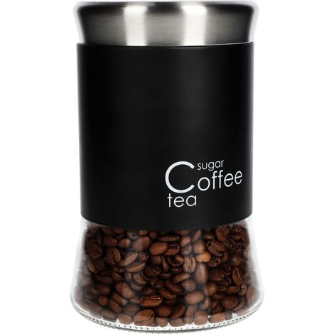 KADAX Glasbehälter, Behälter für Kaffee, Blättertee, 1000ml, schwarz