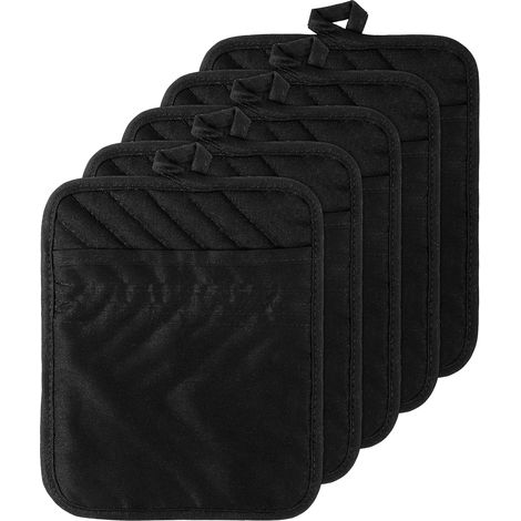 Support à casseroles en coton, tapis de four à micro-ondes noir, gants de cuisine résistants à la chaleur