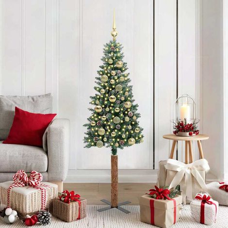 vidaXL Schlanker Weihnachtsbaum mit 150 LEDs mit Ständer Grün 150 cm (1/5)