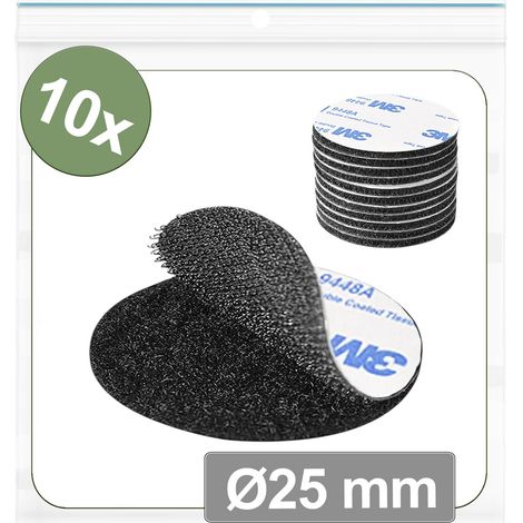 Quadrios 25CA660 Pastilles rondes auto-agrippantes à coller partie velours et partie agrippante (Ø)