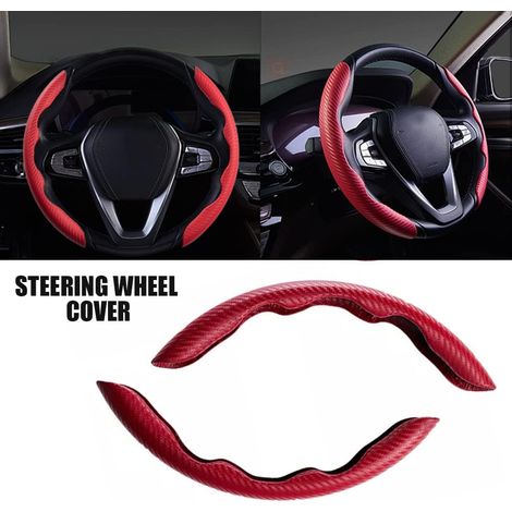 Housse de volant universelle en fibre de carbone (2 pièces), antidérapante et confortable. Accessoires pour volant. (1/4)