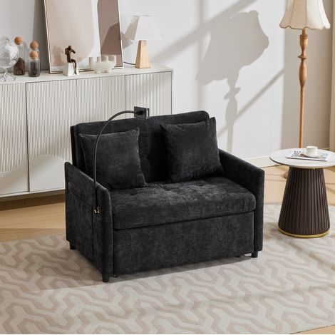 Sofá cama individual plegable de tela negra, multifuncional, 109 x 72 x 83,5 cm HAVRYA (1/5)