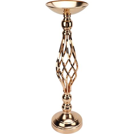 Bougeoir doré de taille moyenne, style vintage élégant, forme romantique, décoratif et pratique, en fer. (1/5)