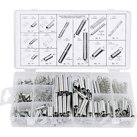 Set Assortimento Molle, Assortimento Molle Compressione Tensione Estensione in Acciaio Zincato da 200 Pezzi, Kit Molle Metalliche in Acciaio Zincato per Apparecchi Elettrici, Apparecchiature Digitali (1/5)