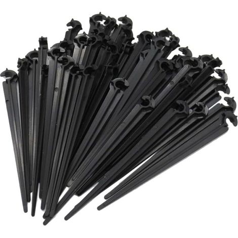 Soporte para manguera de jardín (50 unidades) para fijar y guiar mangueras de distribución en el suelo, manguera de riego por goteo exterior de 4/7 mm para riego de jardín.