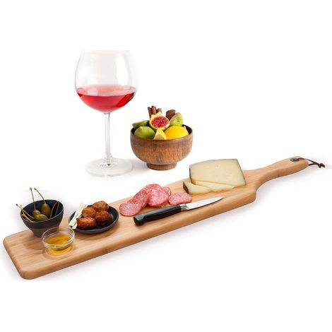 Tagliere in bambù per servire formaggi, snack, sushi, Gruba Premium 60x15 QV (1/5)