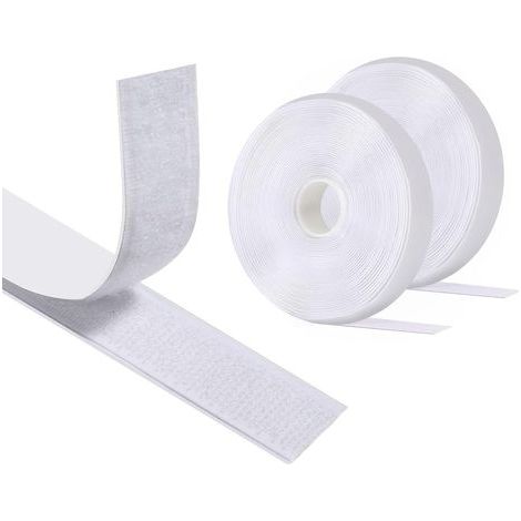 Doppelseitiges, kratzfestes Klebeband 8 x 20 mm, Klettband, starkes Klebeband mit Klettverschluss zum Nähen (Weiß) (5er-Packung) (1/5)