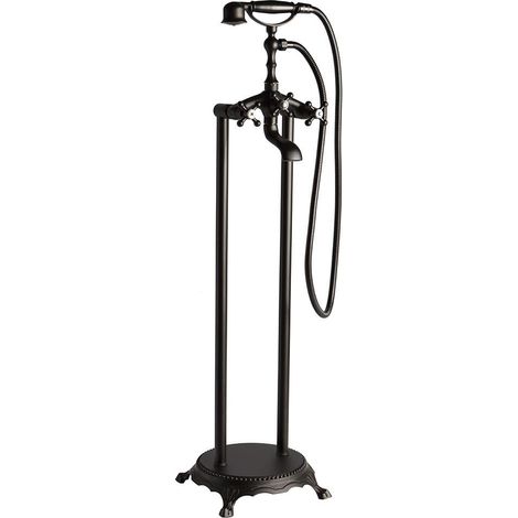 Rubinetto Per Vasca Freestanding Stile Retro' Nero Opaco