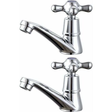 Paire de robinets de lavabo de salle de bain avec eau chaude et froide Crezuo (1/4)