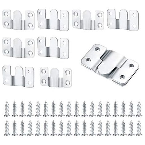 10 Pieces Concealed Flush Mount Bracket, Heavy Duty Interlocking Pendant Brackets, Furniture Connector, Stainless Steel Wall Hanging Hardware Hanging for Photos, Mirrors, Picture Display