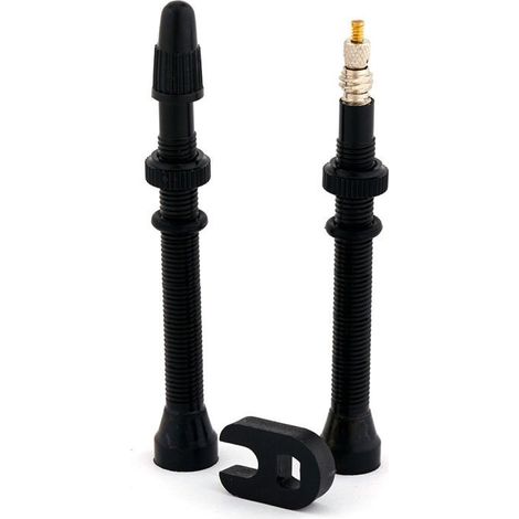 Valvole tubeless Trezado nere 80 mm - Confezione blister - 2 pezzi con chiave (1/4)