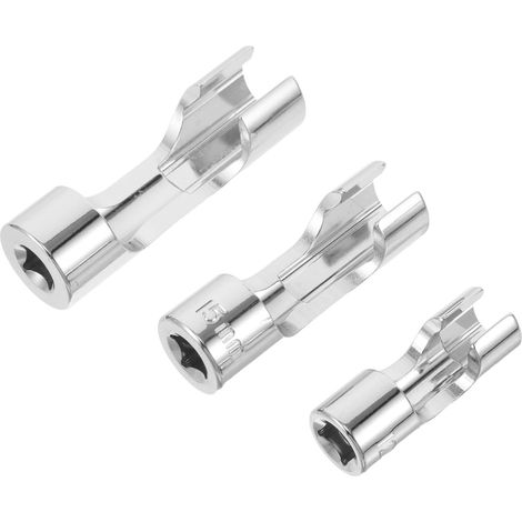 Kit 3 Pièces D'outils pour Écrou Évasé Fendu en Alliage Argenté, Douille de Réparation Diesel 12mm 15mm 18mm pour Capteur Thermique, Entretien Véhicule (1/5)