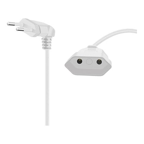 European Short 90 Degree European Plug Extension Cord for Home Appliances TV PC Computer Monitor etc White 0.6m (1/4)