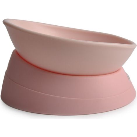 Comedero desmontable antideslizante de goma para perros y gatos Bulldog con base inclinada (rosa) (1/5)