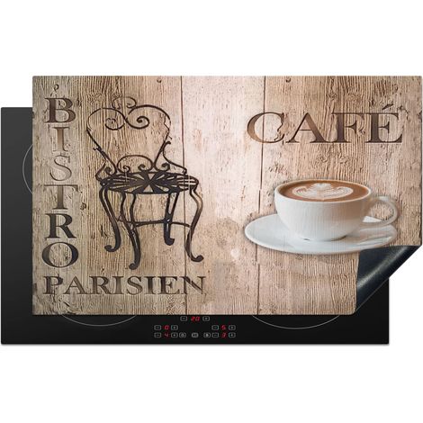 Induction Hob Protector Bistro Parisien - Cafe - Coffee - Vintage 83x51 cm