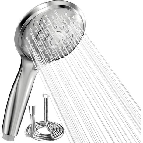 Duschkopf Regendusche Handbrause 1,5m 6 Modi Chrom mit Schlauch (1/5)