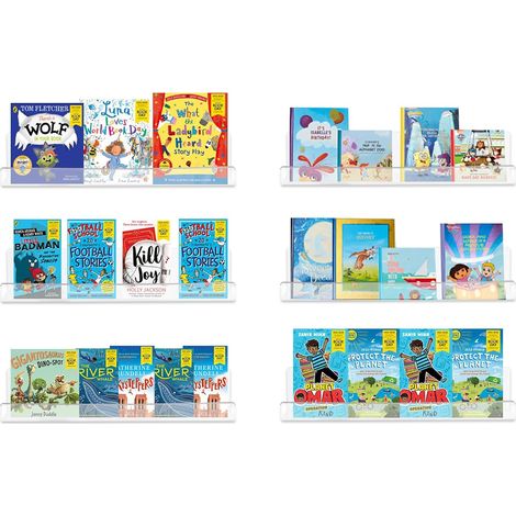 Lot de 6 Etagères Murales Flottantes en Acrylique Transparent, étagère Murale en Plastique de 38 cm, étagère pour Enfants et Organisateur d'épices pour Chambre, Salon, Salle de Bain (1/5)
