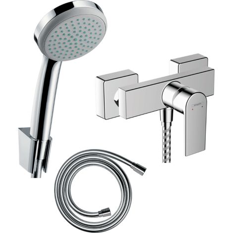 Conjunto de grifería mecánica para ducha Set de esmalte de uñas HANSGROHE Shape + Croma 100 con cabezal de ducha 1 chorro + soporte y manguera de ducha 125 cm (1/4)