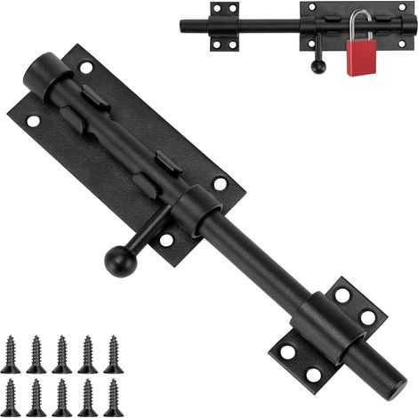 Verrou de porte en bois, verrou de porte avec trou pour cadenas, verrou de porte, serrure avec loquet, acier inoxydable SUS304, convient pour les portes, fenêtres, clôtures (200 mm) (1/5)