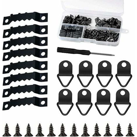 Kit de suspension pour cadres photo 251 pièces, avec boîte de rangement et 150 vis, noir. (1/4)