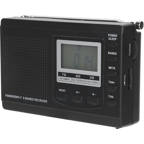 Tragbares FM/AM/OC-Radio mit Digitaluhr und 3,5-mm-Kopfhöreranschluss – Mini-Stereo HRD-310