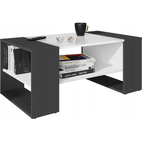 MENO Couchtisch, weiß und schwarz, mit geräumiger Ablagefläche, 100 cm, Loft-Retro-Couchtisch